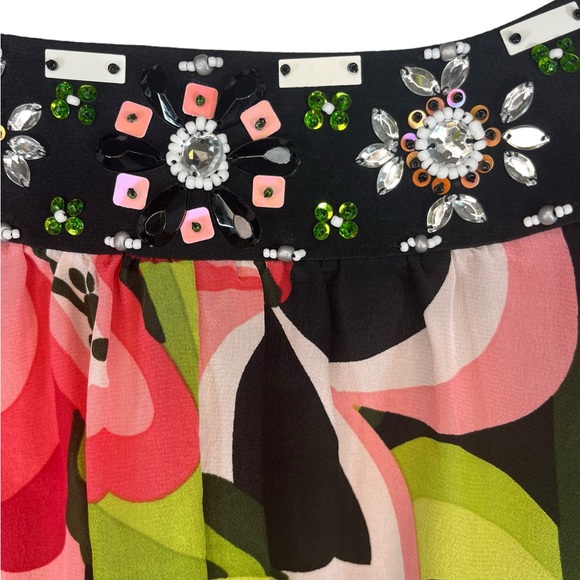 Nanette Lepore Embellished Multicolor Scoop Neck Top Size 2 - Picture 6 of 9